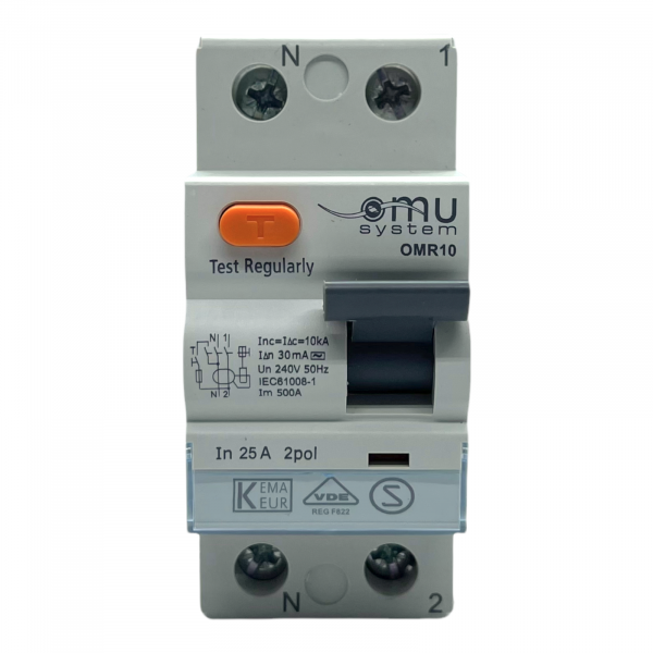 Fehlerstromschutzschalter 2-Polig 25A 30mA AC-Typ 10kA