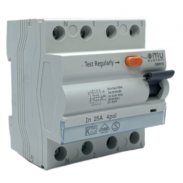 Fehlerstromschutzschalter 4-Polig 25A 30mA AC-Typ 10kA