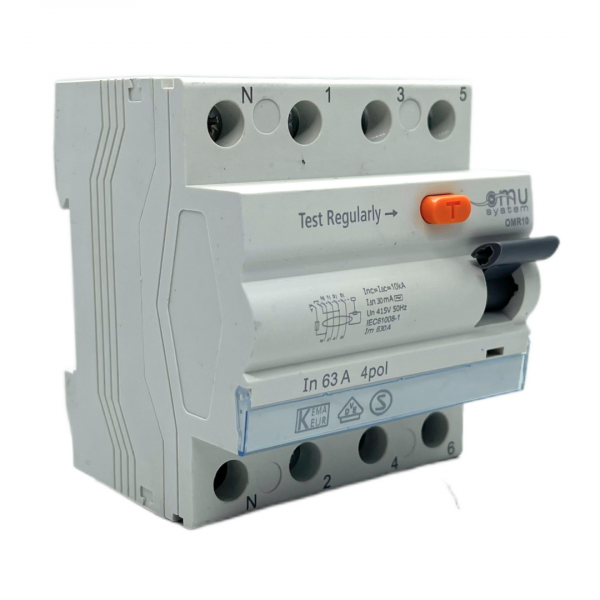 Fehlerstromschutzschalter 4-Polig 63A 30mA AC-Typ 10kA